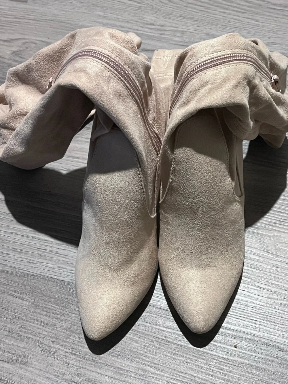 Charlotte Russe Blush Over-the-Knee Pointed Toe Block Heel Boots